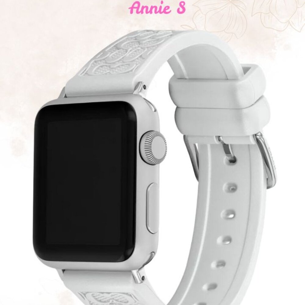 COACH White Silicone Strap 42/44/45mm Apple Watch Band